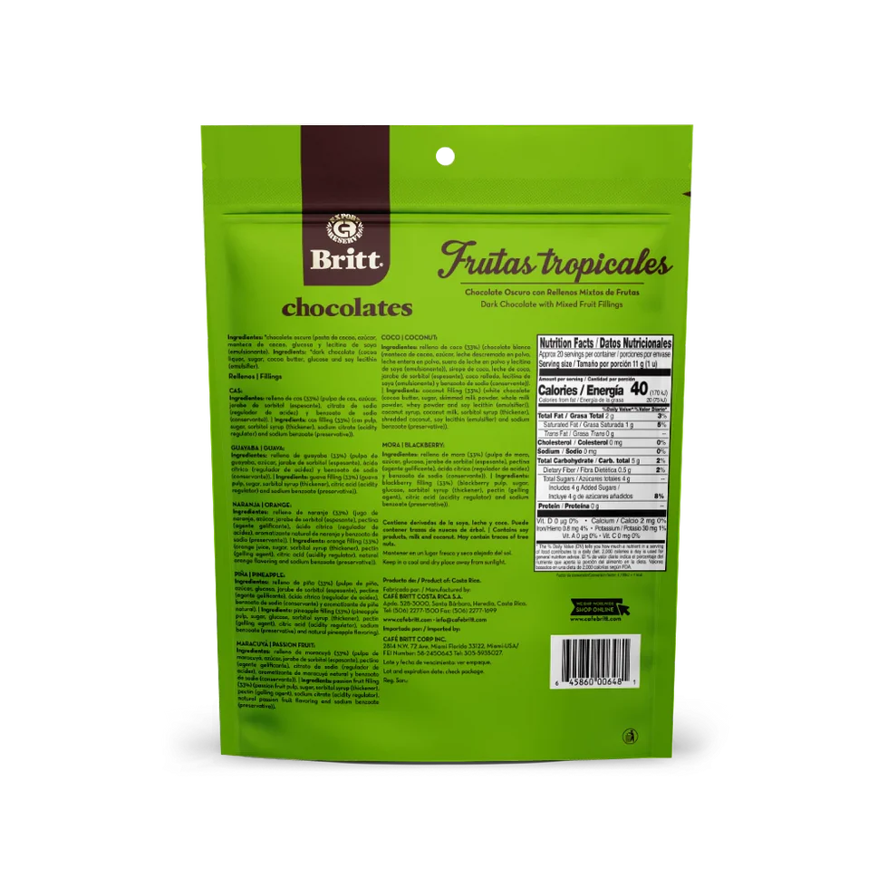 DARK CHOCOLATE WITH TROPICAL FRUIT FILLINGS